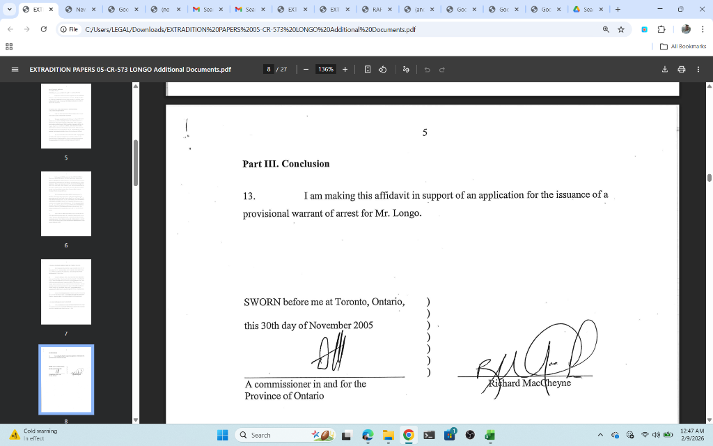 MacCheyne signature block sworn November 30 2005 · one day after the November 29 fax arrived
