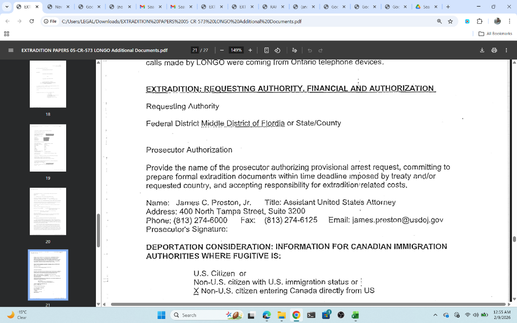 AUSA James C Preston Jr signature block with signature MISSING